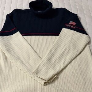 Polo Ralph Lauren Navy and Cream Turtleneck Sweater